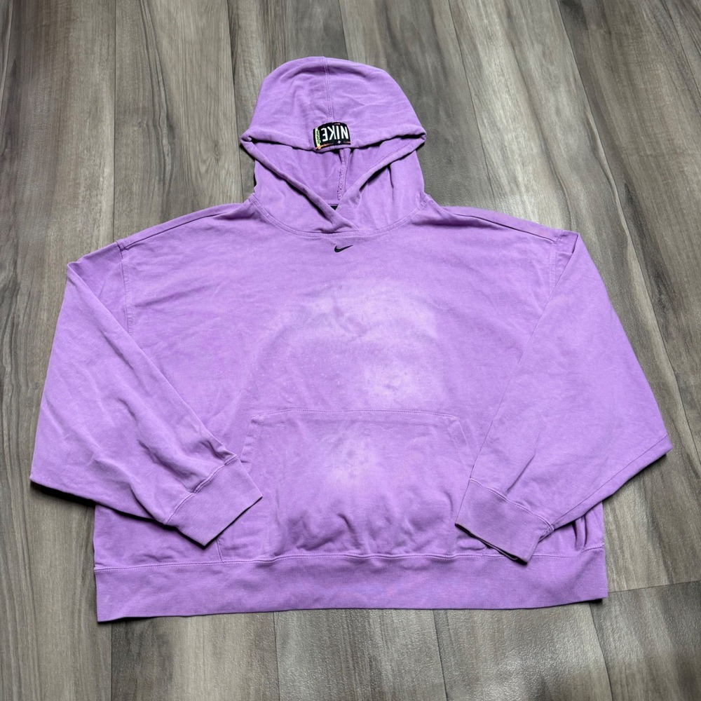 Nike Womens Oversized Hoodie Purple Embroidered Swoosh Pullover XXL 1211